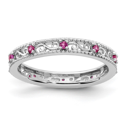 Sterling Silver Stackable Expressions Lab-Created Ruby Ring - QSK1488