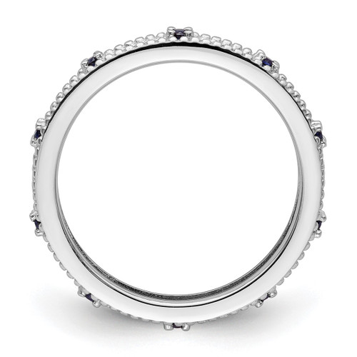 Sterling Silver Stackable Expressions Lab-Created Sapphire Ring - QSK1490 - View 2