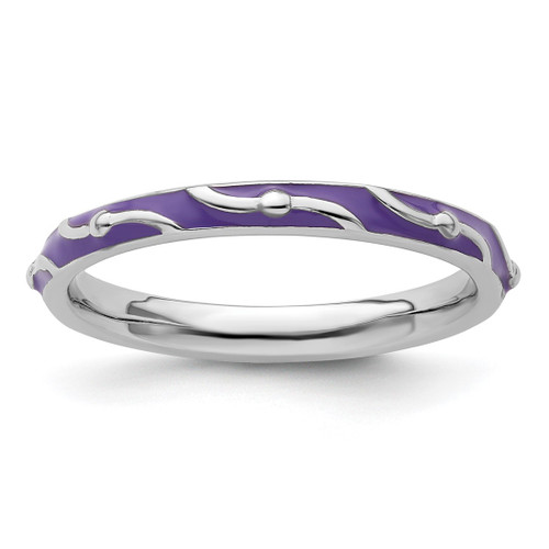 Sterling Silver Stackable Expressions Purple Enamel Ring - QSK1502
