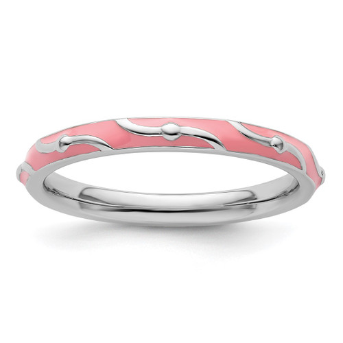Sterling Silver Stackable Expressions Pink Enamel Ring, 2.5 mm