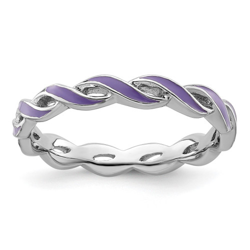Sterling Silver Stackable Expressions Purple Enamel Ring - QSK1512