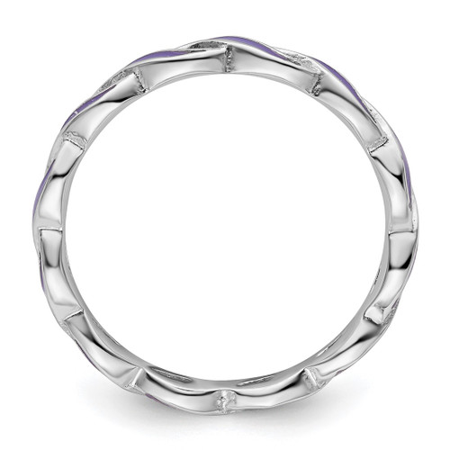 Sterling Silver Stackable Expressions Purple Enamel Ring - QSK1512 - View 2