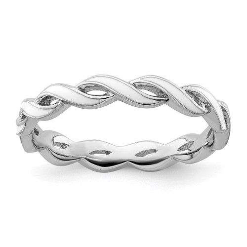 Sterling Silver Stackable Expressions White Enamel Ring - QSK1515