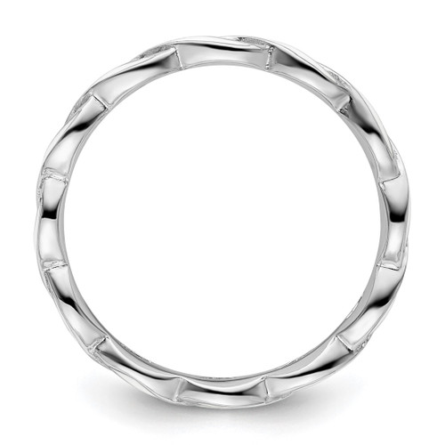 Sterling Silver Stackable Expressions White Enamel Ring - QSK1515 - View 2