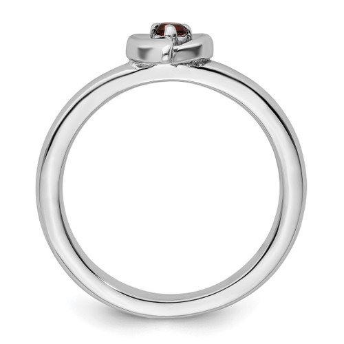 Sterling Silver Stackable Expressions Garnet Heart Ring - View 2