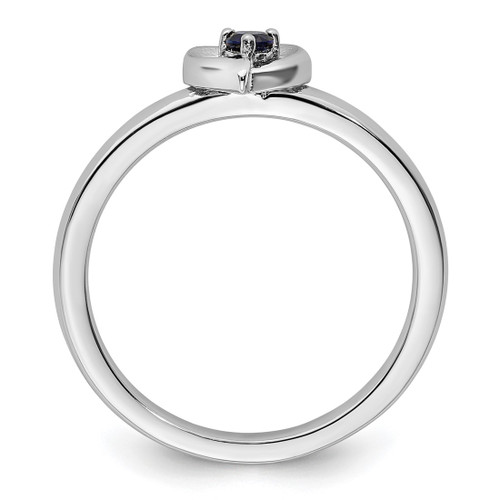 Sterling Silver Stackable Expressions Lab-Created Sapphire Heart Ring - View 2