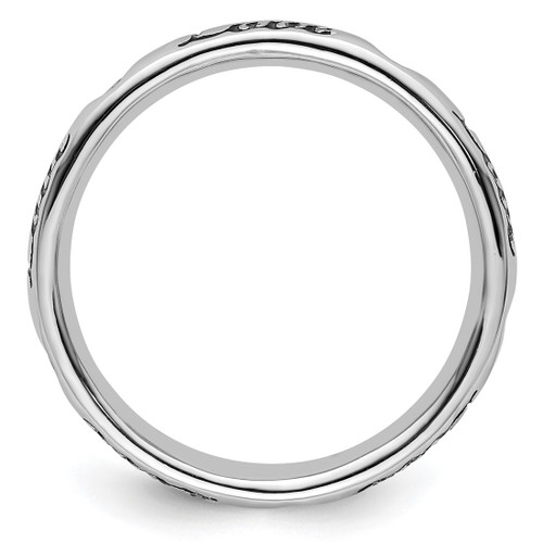 Sterling Silver Stackable Expressions Black Enamel Love Ring, 3.5 mm - View 2