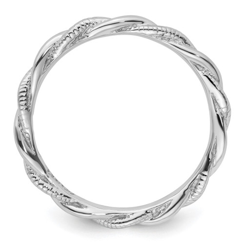Sterling Silver Stackable Expressions Rhodium-Plated Twist Ring - QSK1558 - View 2