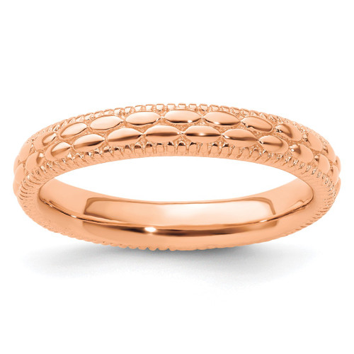 Sterling Silver Stackable Expressions Rose Gold-Tone Patterned Ring - QSK1568