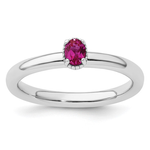 Sterling Silver Stackable Expressions Lab-Created Ruby Single Stone Ring - QSK1570