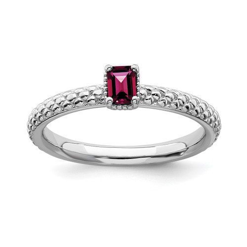 Sterling Silver Stackable Expressions Lab-Created Ruby Single Stone Ring - QSK1579