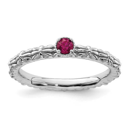 Sterling Silver Stackable Expressions Lab-Created Ruby Single Stone Ring - QSK1588