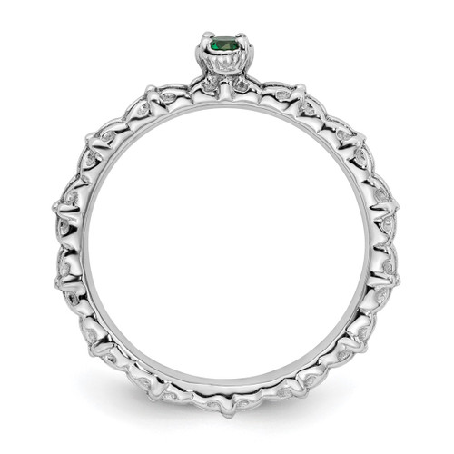 Sterling Silver Stackable Expressions Lab-Created Emerald Single Stone Ring - QSK1589 - View 2