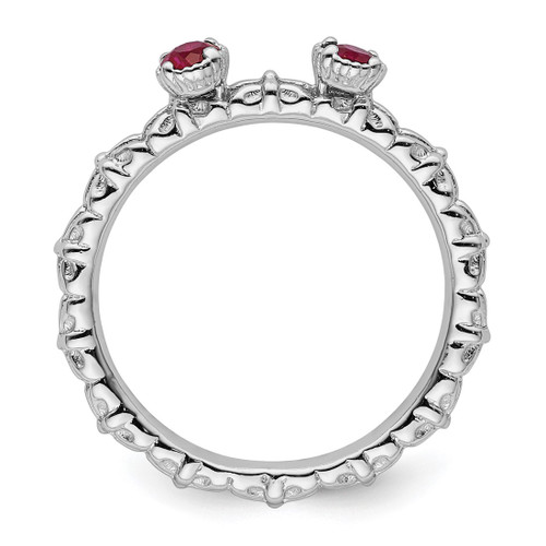 Sterling Silver Stackable Expressions Lab-Created Ruby Two Stone Ring - View 2