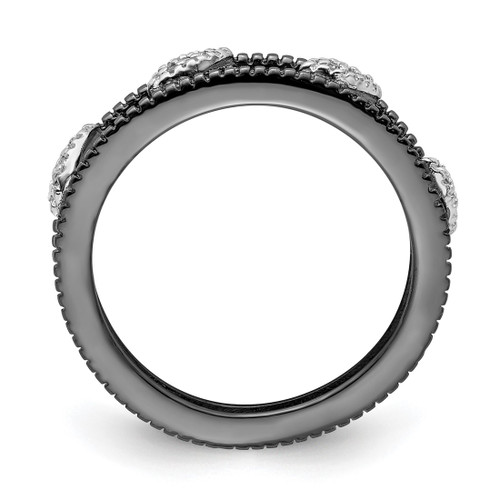 Sterling Silver Stackable Expressions Ruthenium-Plated 0.036ct Diamond Jacket Ring - View 2