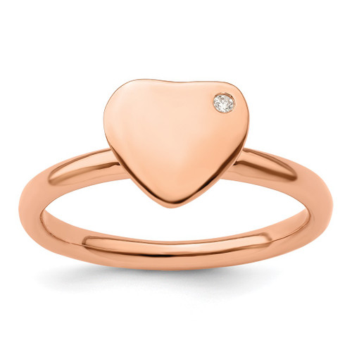 Sterling Silver Stackable Expressions Rose Gold-Tone Heart 0.01ct Diamond Ring