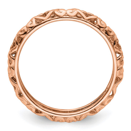 Sterling Silver Stackable Expressions Pink-Plated Carved Ring - QSK1613 - View 2