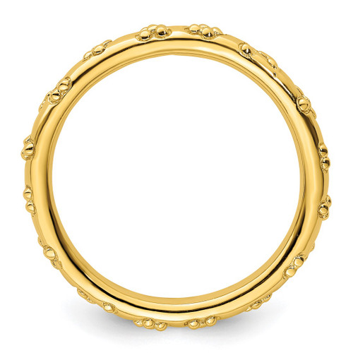 Sterling Silver Stackable Expressions Gold-Plated Textured Ring - View 2