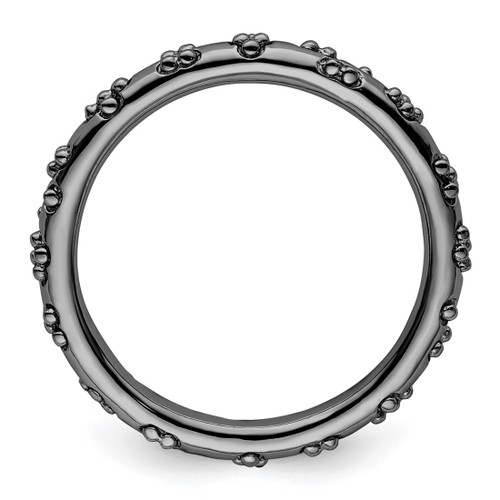 Sterling Silver Stackable Expressions Black-Plated Textured Ring - View 2