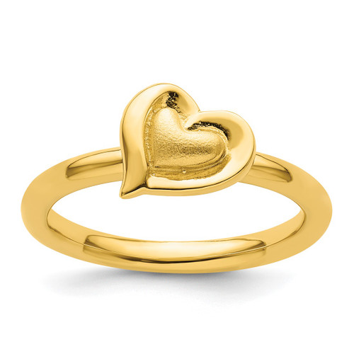 Sterling Silver Stackable Expressions Gold-Plated Heart Ring