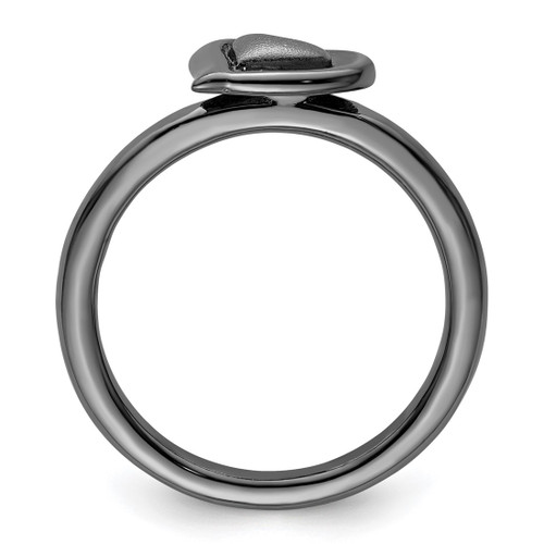 Sterling Silver Stackable Expressions Black-Plated Heart Ring - View 2