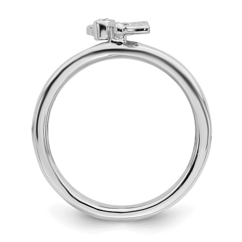 Sterling Silver Stackable Expressions Rhodium Butterfly with 0.015ct Diamond Ring - View 2