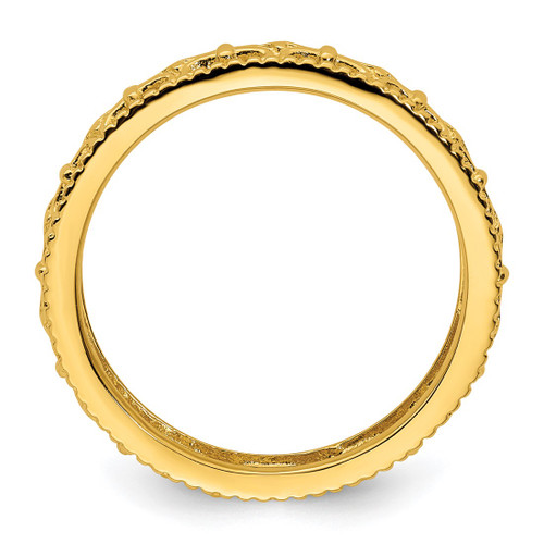 Sterling Silver Stackable Expressions Gold-Plated Carved Band Ring - QSK1669 - View 2