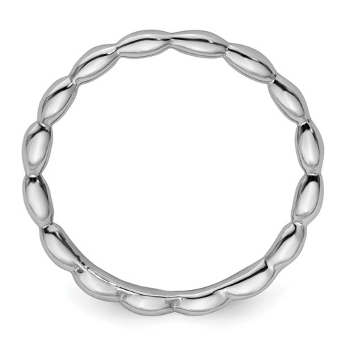Sterling Silver Stackable Expressions Rhodium-Plated -Plated Rice Bead Ring, 1.5 mm - View 2
