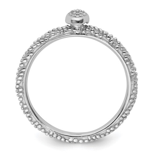 Sterling Silver 0.02ct Diamond Stackable Expressions Textured Ring - View 2