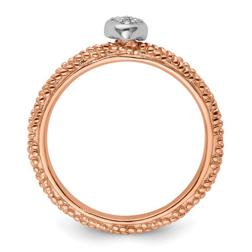 Sterling Silver 0.02ct Diamond Stackable Expressions Rose Gold-Plated Heart Ring - View 2