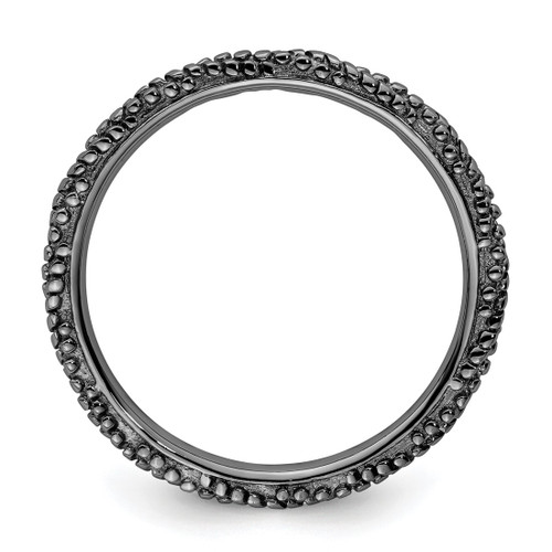 Sterling Silver Stackable Expressions Polished Ruthenium Plated Ring - View 2