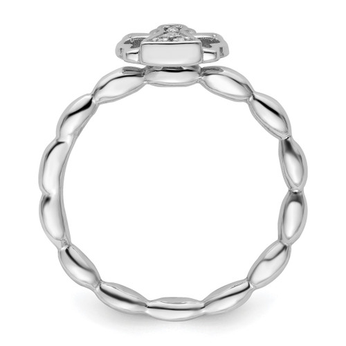 Sterling Silver Stackable Expressions Polished 0.025ct Diamond Angel with Halo Ring - View 2