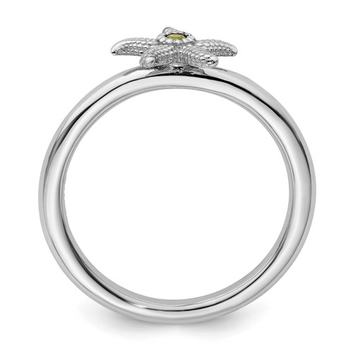 Sterling Silver Stackable Expressions Peridot Starfish Ring - View 2