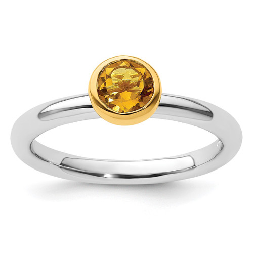 Sterling Silver Stackable Expressions with Gold-Plate Citrine Ring