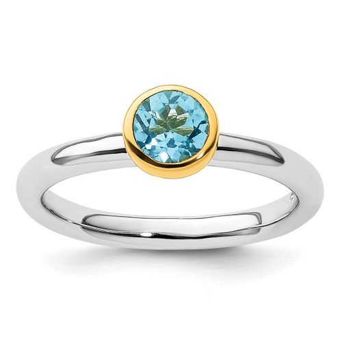 Sterling Silver Stackable Expressions with Gold-Plated Blue Topaz Ring - QSK1886