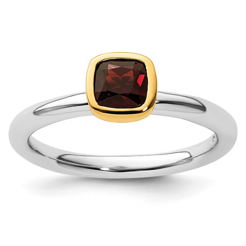 Sterling Silver Stackable Expressions with Gold-Plated Garnet Ring - QSK1887