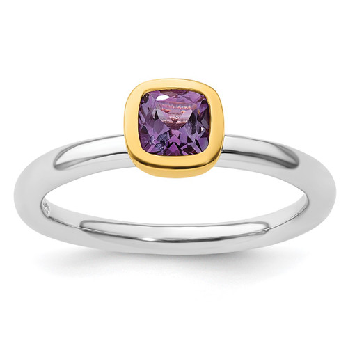 Sterling Silver Stackable Expressions with Gold-Plated Amethyst Ring - QSK1888