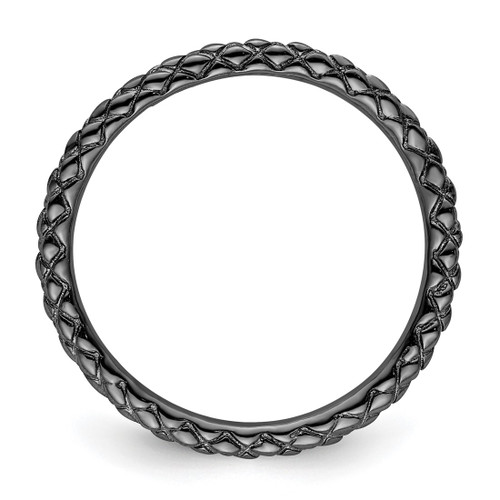 Ruthenium-Plated Sterling Silver Stackable Expressions Black-Plated Criss-Cross Ring, 1.5 mm - View 2