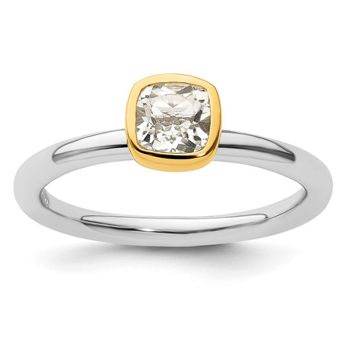 Sterling Silver Stackable Expressions with Gold-Plated White Topaz Ring - QSK1890
