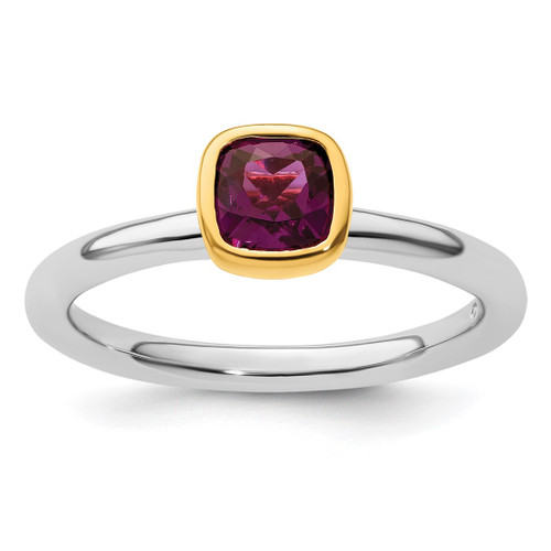 Sterling Silver Stackable Expressions with Gold-Plated Rhodolite Garnet Ring