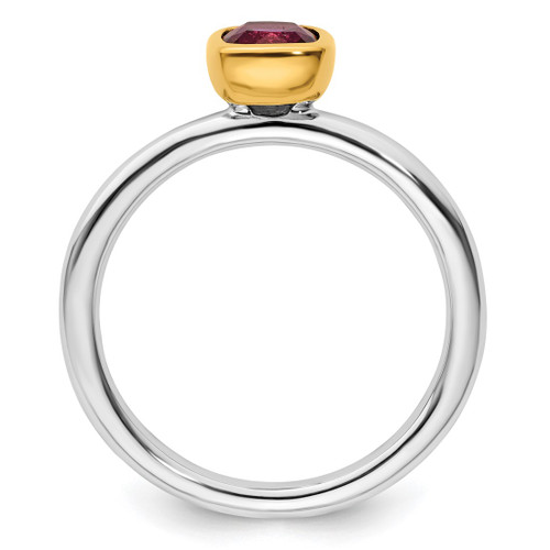 Sterling Silver Stackable Expressions with Gold-Plated Rhodolite Garnet Ring - View 2