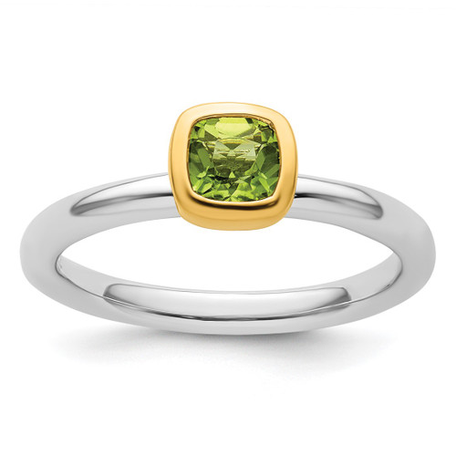 Sterling Silver Stackable Expressions with Gold-Plate Peridot Ring - QSK1894