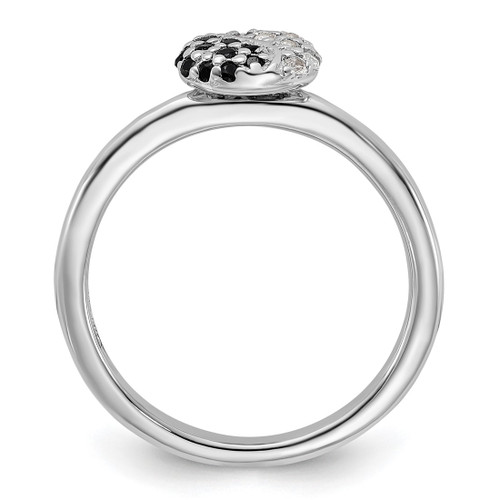 Sterling Silver Stackable Expressions Rhodium White Topaz Onyx Ring - View 2