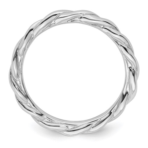 Sterling Silver Stackable Expressions Rhodium Twist Ring - QSK1952 - View 2