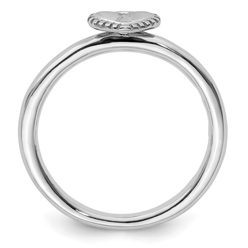 Sterling Silver Stackable Expressions Rhodium Heart Padlock Ring - View 2