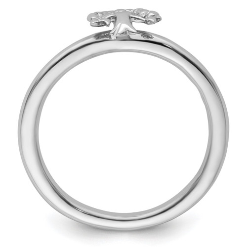 Sterling Silver Stackable Expressions Rhodium Tree Ring - View 2