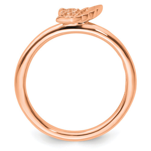 Sterling Silver Stackable Expressions Pink-Plated Angel Wing Ring - View 2