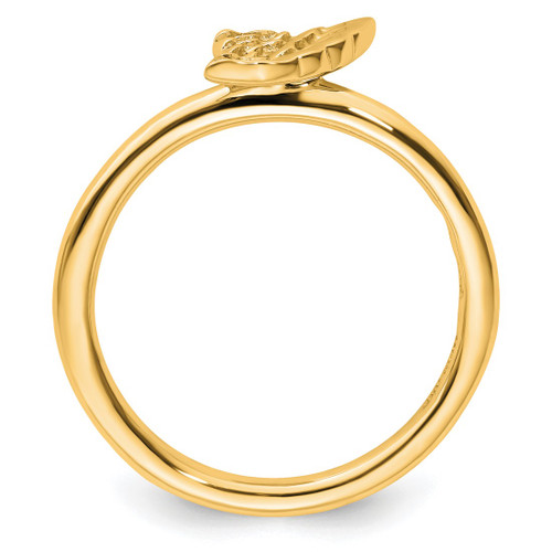 Sterling Silver Stackable Expressions Yellow-Plated Angel Wing Ring - View 2