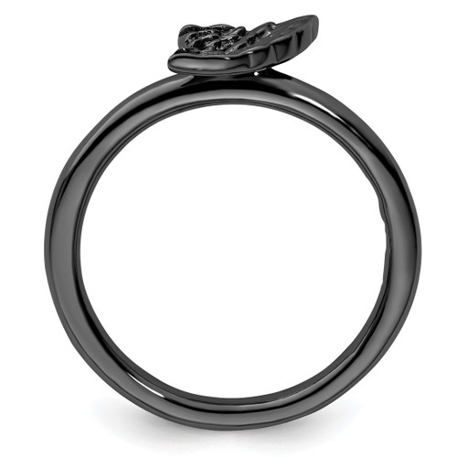 Sterling Silver Stackable Expressions Black-Plated Angel Wing Ring - View 2