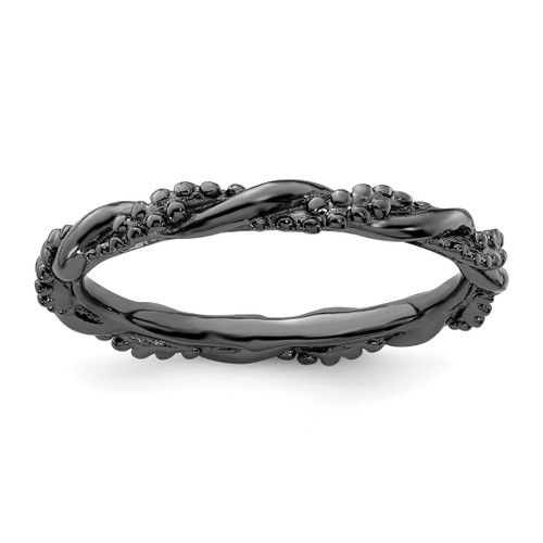 Sterling Silver Stackable Expressions Black-Plated Twist Ring - QSK2003